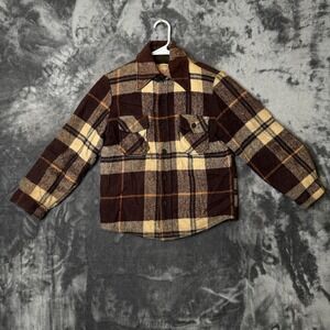 Vintage Put-On Shop Sears Sherpa Lined Button Down Long Sleeve Wool Size 14